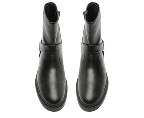 Bota Anacapri Cano Curto Bold Triângulo Metálico Preta
